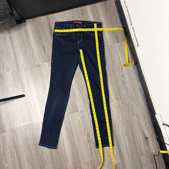 2 BW/U Dark Wash Skinny Jeans Contrast Stitch Stretch Low Rise Size 9 - Picture 9 of 11